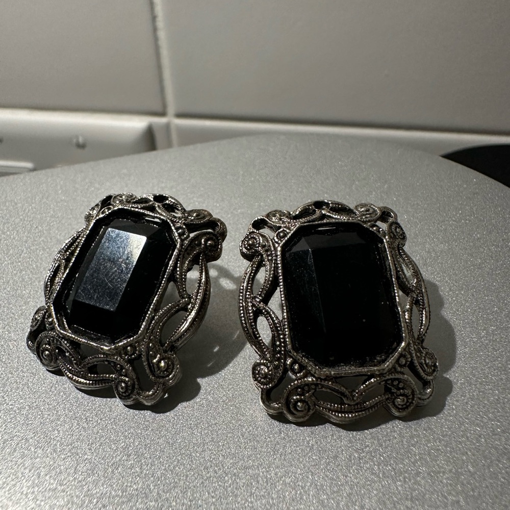 Elegant Black and Silver Earrings